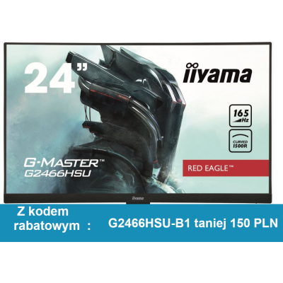 IIYAMA Monitor 23.6 cale G2466HSU-B1,FHD,VA,165HZ,1500R,1MS,DP,HDMIx2,USBx2 SKLEP KOZIENICE RADOM